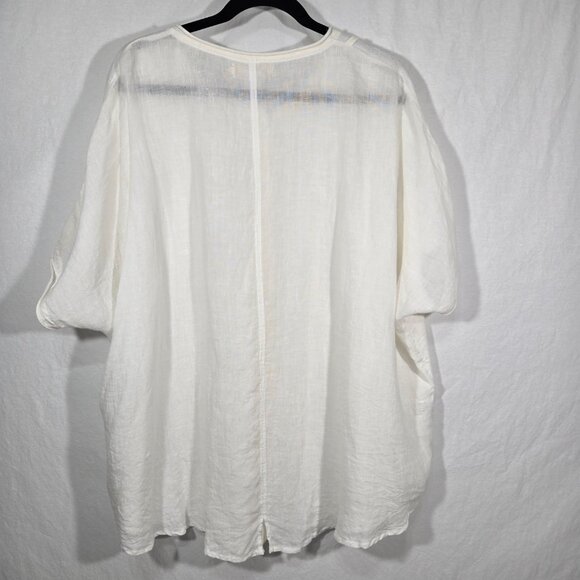 CHEYENNE Zen Lagenlook IVORY Mixed Media Linen-Cotton Blouse OVERSIZED Size L/XL - Picture 3 of 17